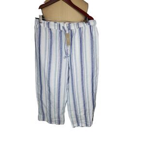 J Crew Beachwear Blue White Striped Linen Cotton pants NWT Size Small